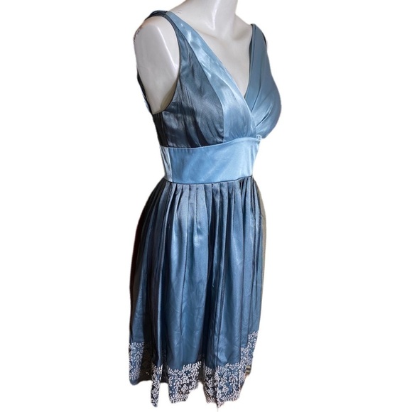 Morgan & Co Dress Fit & Flare New Slate Blue & Black Mesh Size 5/6 - Picture 5 of 8